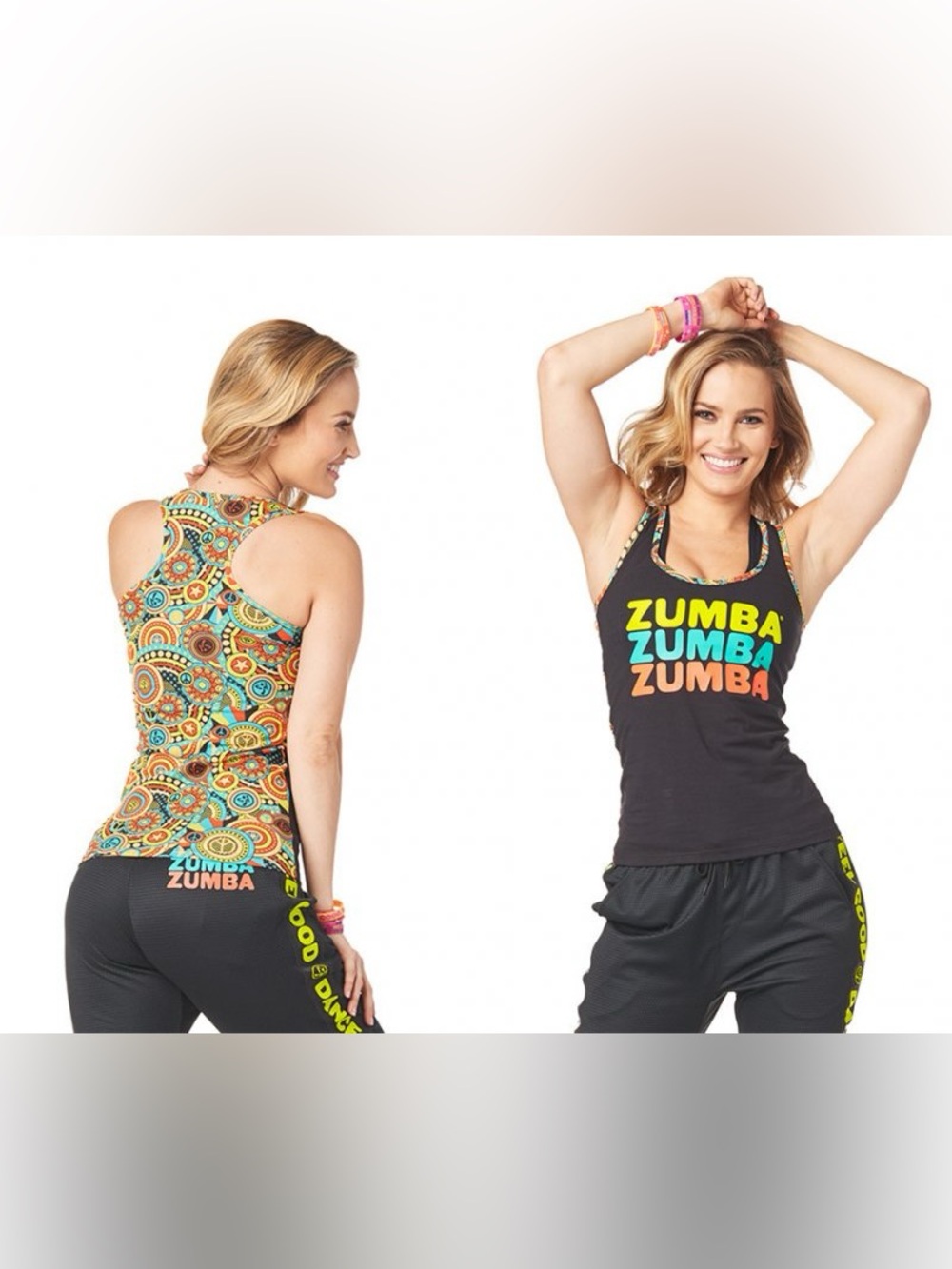 Zumba Fitness “Peace Love Zumba” Racerback Tank Top Black Medium NWT
